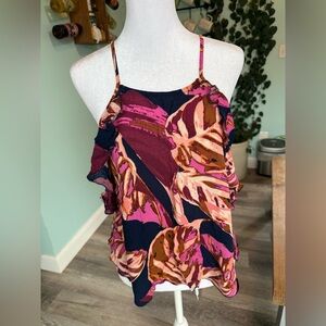 Mossimo Supply Co Floral Sheer Spaghetti Strap Tank Cami Crop Top Jrs Sz S